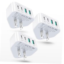 3-Pack USB C Charger Block, 40W 4 Port Flat Fast USB C Wall Charger 3-Pack White picture