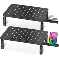 2 Pack Adjustable Monitor Stand - 3 Height Options, Star Mesh Design for Ergonom picture