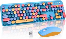 Wireless Keyboard and Combo, 105 Keys Full-Sized 2.4 GHz Round Keycap Colorfu... picture