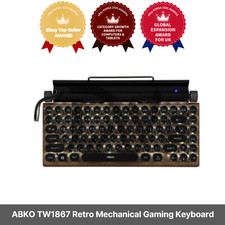 ABKO TW1867 Retro Mechanical Bluetooth Gaming Keyboard Blue Click picture