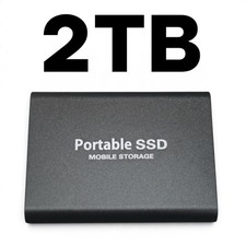 2TB External SSD Portable Hard Drive BLACK USB 3.0 Type-C High Speed PC Mac picture