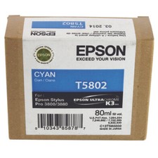 Genuine Epson T5802 Cyan Ink Cartridge for Stylus Pro 3800 3880 picture