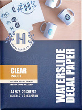 Hayes Waterslide Decal Paper for Inkjet Printers – 20 Clear A4 Sheets (8.25 X 11 picture