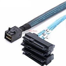 Mini SAS HD SFF-8643 to 4x SFF-8482 Connectors With SAS/SATA Power Cable 1 Meter picture