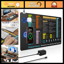 Large Wireless Charging Mouse Pad with Excel Shortcuts, 31.5
