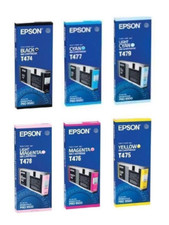 6 x Original Ink Epson Stylus Pro 9500 Pigment T474 T475 T476 T477 T478 T479 picture
