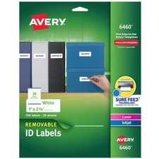 ID Labels Removable Adhesive Sure Feed 1 x 2-5/8 5 Pack Avery 6460 Technology picture