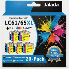 Compatible LC65 LC61 Ink Cartridges 20-Pack|5BK 5C 5M 5Y Replacement for Brother picture