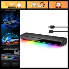Bluetooth 5.3 Computer Speakers, HiFi Stereo Soundbar with Dynamic LED Light, Po picture