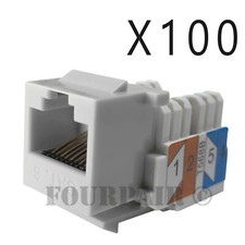 100x Pack Lot CAT6 Network RJ45 Port 110 Punch Down Keystone Snap-In Jack White picture