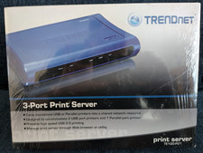 TrendNet TE100-P21/A  3 Port Print Server, USB 2.0, RJ-45, Parallel - New in Box picture
