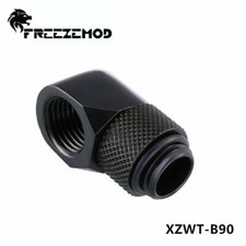 FreezeMod Angled 90 Degree G1/4 Rotary Fitting Male to Female Water Cooling BLK picture