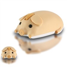 Cute Pig Design Wireless Mouse Dual Mode Bluetooth USB Ergonomic Yellow picture