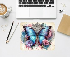 Blue Butterfly Mouse Pad: Personalized Desk Decor picture