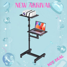NEW 2 Shelves Projector Stand Tripod Adjustable Height Rolling Laptop Cart Wheel picture