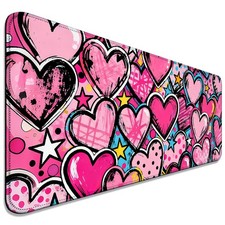 Pink Heart Star Large Mouse Pad Desk Mat Game Office Home Keyboard PC picture