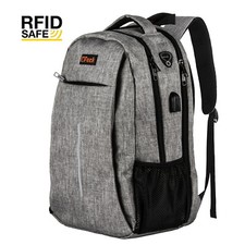 OPack 15.6 Inch Laptop Backpack USB Port RFID Anti Theft Travel Work Bag Grey picture