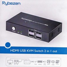 Rybozen 2 Port HDMI USB KVM Switch 4K Box - Share Keyboard Mouse Between 2 PCs picture
