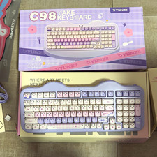 YUNZII C98 Cake Wireless Mechanical Keyboard English QWERTY - Purple/White picture