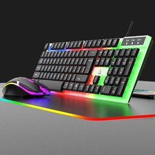 Wired Gaming Keyboard and Mouse Set RGB LED Rainbow Backlit for Computer Desktop picture