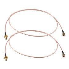 2pcs RP-SMA to RP-SMA Female Bulkhead Mount WiFi Aerial Antenna Extension Cab... picture