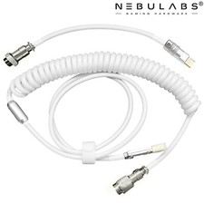 Custom Coiled Aviator GX16 USB-C Mechanical Gaming Keyboard Cable 4ft - WHITE picture