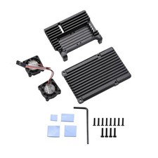 Metal Black Case Shell Box W/ Dual Fan Heatsink For Raspberry Pi 4 Model B 4B' picture