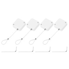 4.9 ft Retractable Cable Security Lock with Latch 600g, White, 4 Pack picture
