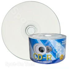 50 LSK CD CD-R White Inkjet Print - Taiwan - 80Min/700MB/52x 1pk of 50 hp picture
