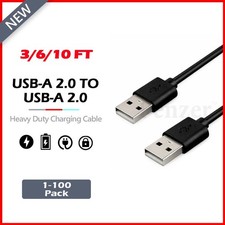 1-100 LOT USB Cable Type A Male - Male High-Speed Data Transfer Charger 3,6,10FT picture