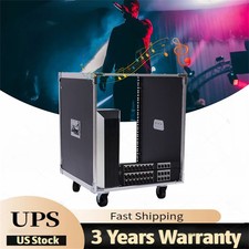 12U Cabinet Rolling Network Rack Audio Studio Video Telecom Equipment Rack Black picture