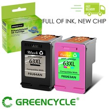 GREENCYCLE Ink Cartridge FOR HP 63XL DeskJet 1111 1112 2130 3630 3632 3639 4528 picture
