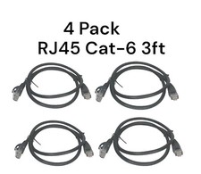 Lot Of 4 New RJ45 CAT-6 Ethernet Patch Internet Cable Black 3 ft /0.9 m picture