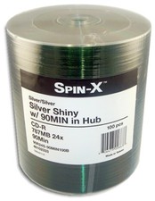 100-Pak =90-MINUTE= 800MB 24X Shiny-Silver Top CD-R's by SPIN-X picture