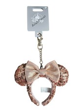 2026 Disney Parks Minnie Mouse Ear Sequined Headband Keychain Bag Charm picture