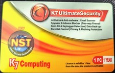 K7 Ultimate Security 1PC 1Year licence. Complete Serial code scratch card picture