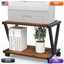 VEDECASA Printer Stand 2 Tier Wood V-Shape Frame Small Printers Rustic Brown picture