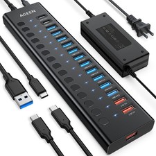 Powered USB Hub, 16-Port USB 3.2 Hub (14 USB-A+2 USB-C), 10Gbps picture