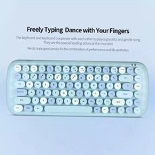 Mofii Wireless Bluetooth Keyboard Blue Candy Cute Full Size Keyboard picture