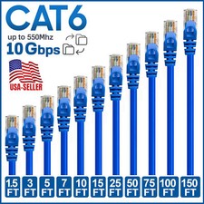 CAT 6 Ethernet Cable Lan Network CAT6 Internet Modem Blue RJ45 Patch Cord LOT picture