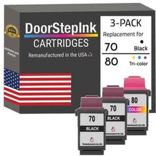 DoorStepInk Compatible Ink Cartridges for Lexmark #70 2Black & #80 Tri-Color-USA picture