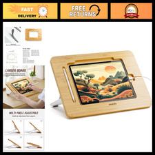 Adjustable Bamboo Tablet Drawing Stand - Portable 5 Angle Laptop Riser & Book Ho picture