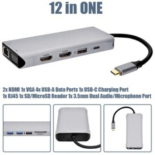 12in1 Universal Triple Display Docking Station Multiport Adapter HDMI VGA USB-C picture