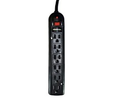 WELTRON 10ft Power Cord 6-Outlet Surge Protector Power Strip Black WSP600PLF10BK picture