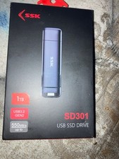 SSK SD301 1TB USB SSD Drive USB 3.2 Gen2 550MB/s Dual USB-C + USB-A Open Box picture