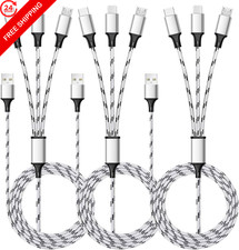 Multi Charging Cable, 5ft 3Pack Charger Cable Nylon Braided 5ft, Silver picture