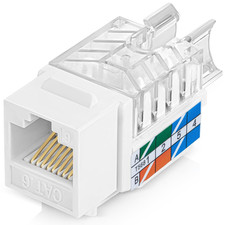Everest 45 Degree RJ45 Cat6 Keystone Jacks Slim Profile 100-Pack White picture