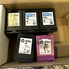 Lot of 5 HP 63 63XL Black Tri-Color EMPTY  Ink Cartridges USED picture