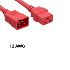 Kentek Red 6' ft 12 AWG Color Power Cord IEC60320 C19 to IEC60320 C20 20A/250V picture