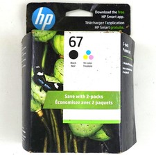 Genuine HP 67 Black & Tri-Color Ink Cartridges Combo 2-Pack Expired Mar 2024 picture